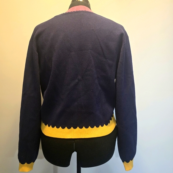 Kate Spade Navy and Pink Cardigan Sweater size M new with out tags - Picture 2 of 6